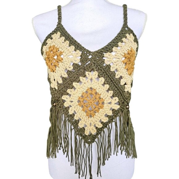 🌀Handmade Crochet Fringe Boho Crop Top🌀 - Picture 1 of 6